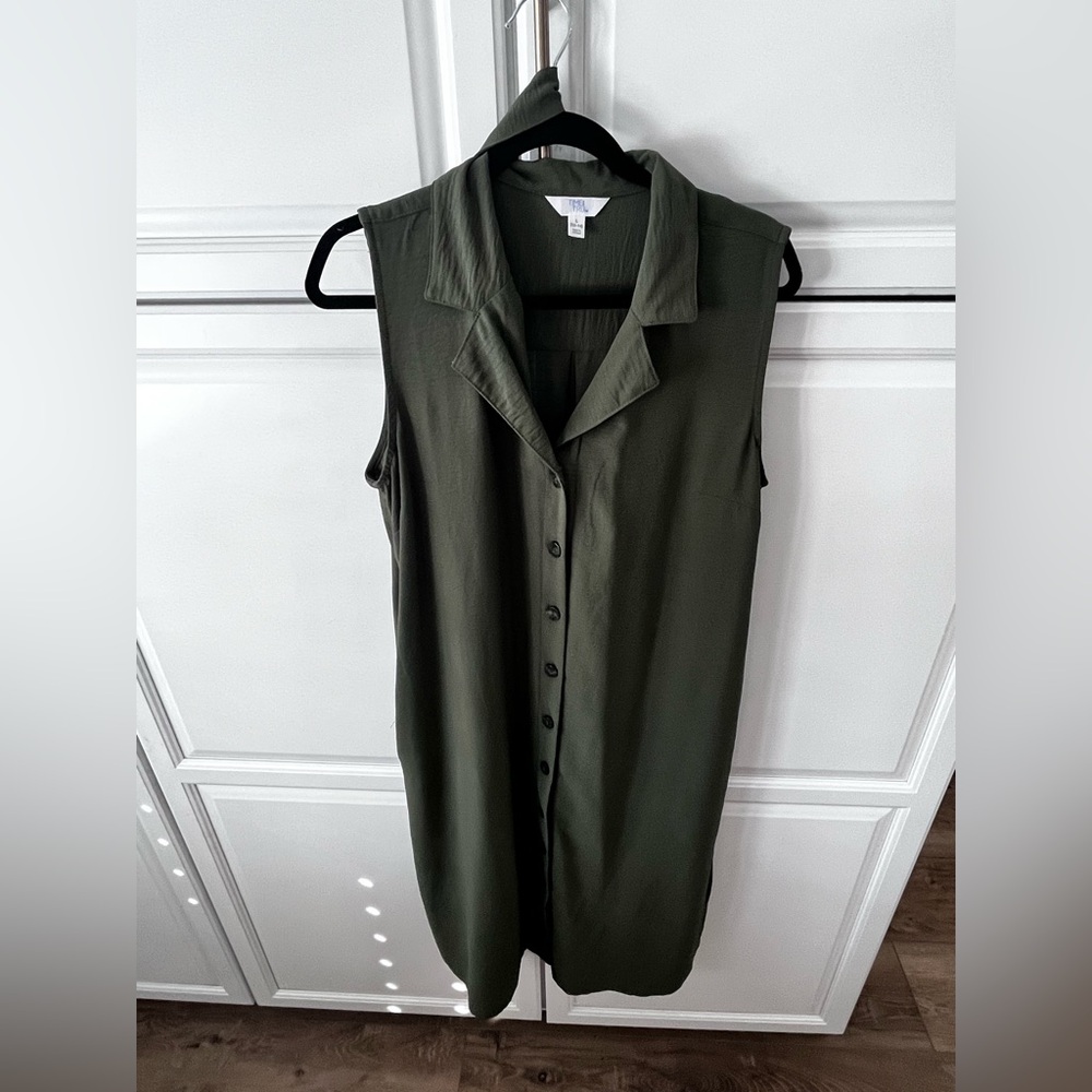 Time and Tru Olive Green Collared Dress